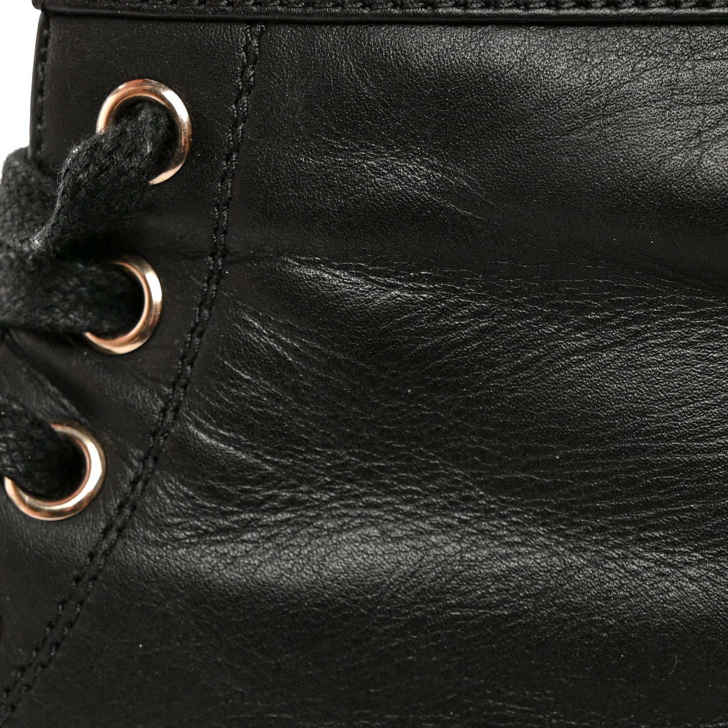 Shiny Calfskin Lace Up Combat Boots 38 Black