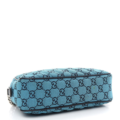 Gucci Monogram Multicolor Matelasse Diagonal Small GG Marmont Chain Shoulder Bag Light Blue 4 of 13