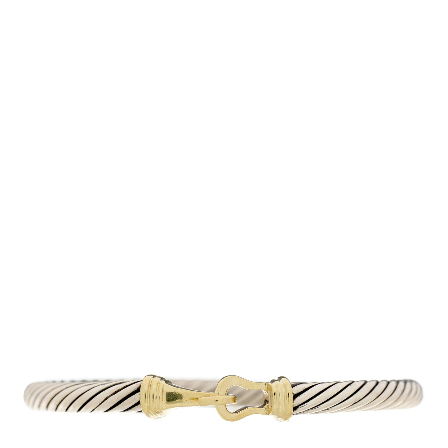 Sterling Silver 14K Yellow Gold 5mm Cable Classic Buckle Bracelet