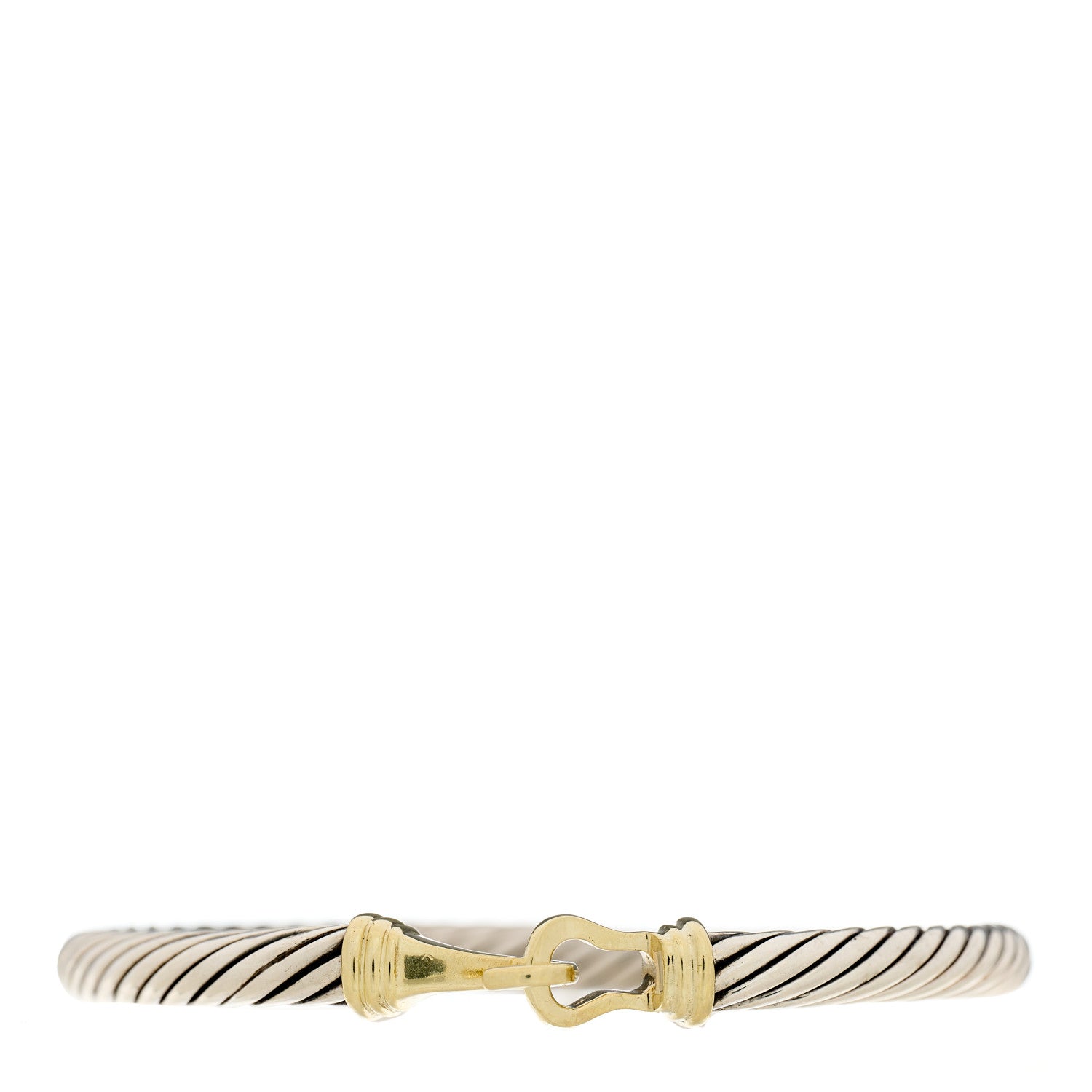 David Yurman Sterling Silver 14K Yellow Gold 5mm Cable Classic Buckle Bracelet 1 of 3