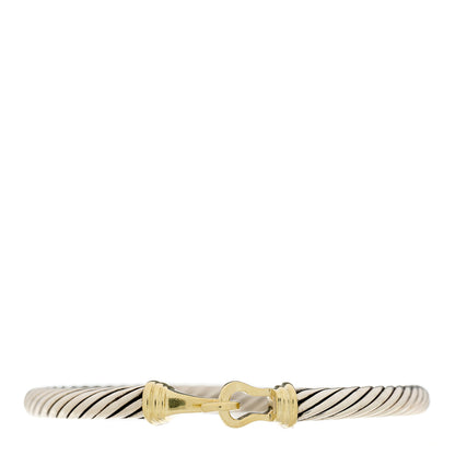 David Yurman Sterling Silver 14K Yellow Gold 5mm Cable Classic Buckle Bracelet 1 of 3