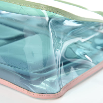 Chanel PVC Lambskin Stitched Medium Coco Splash Shopping Bag Blue Green 13 of 13