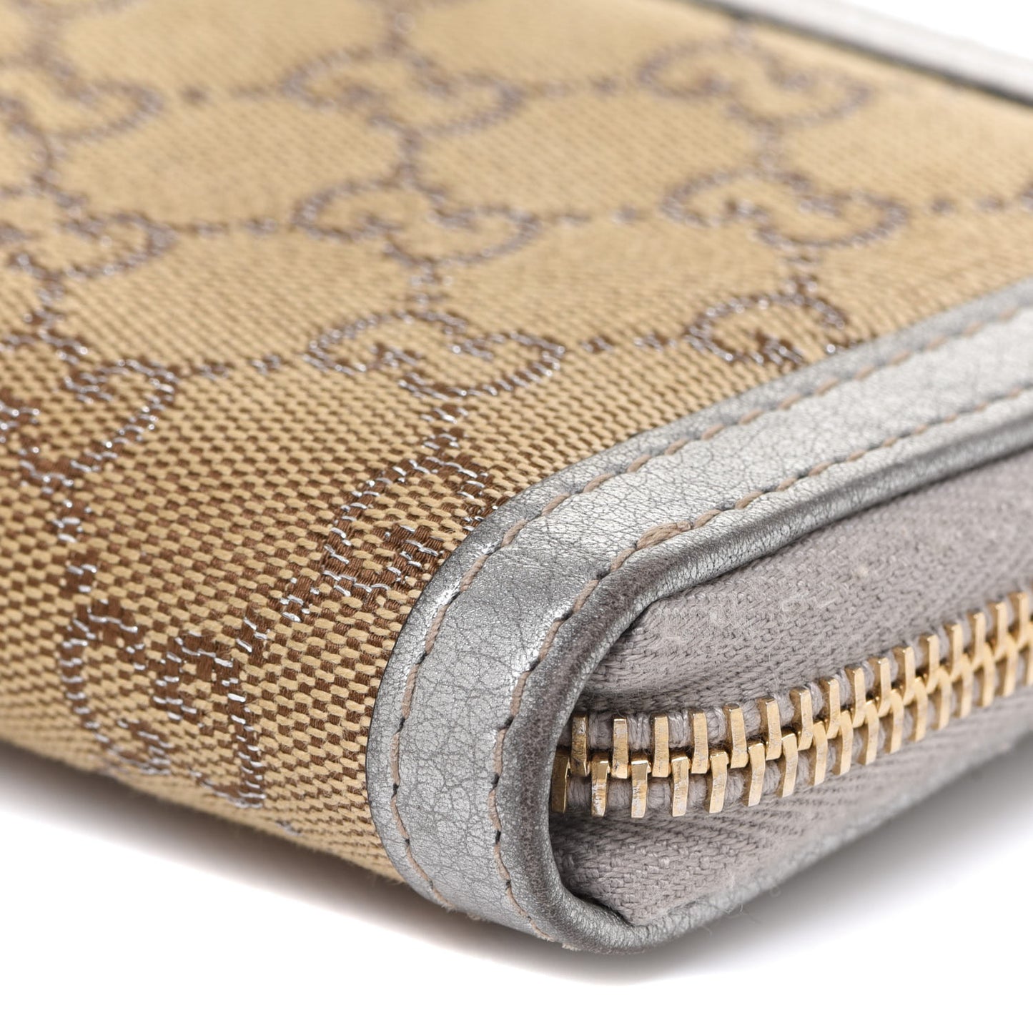 Monogram Bamboo Zip Around Compact Wallet Silver