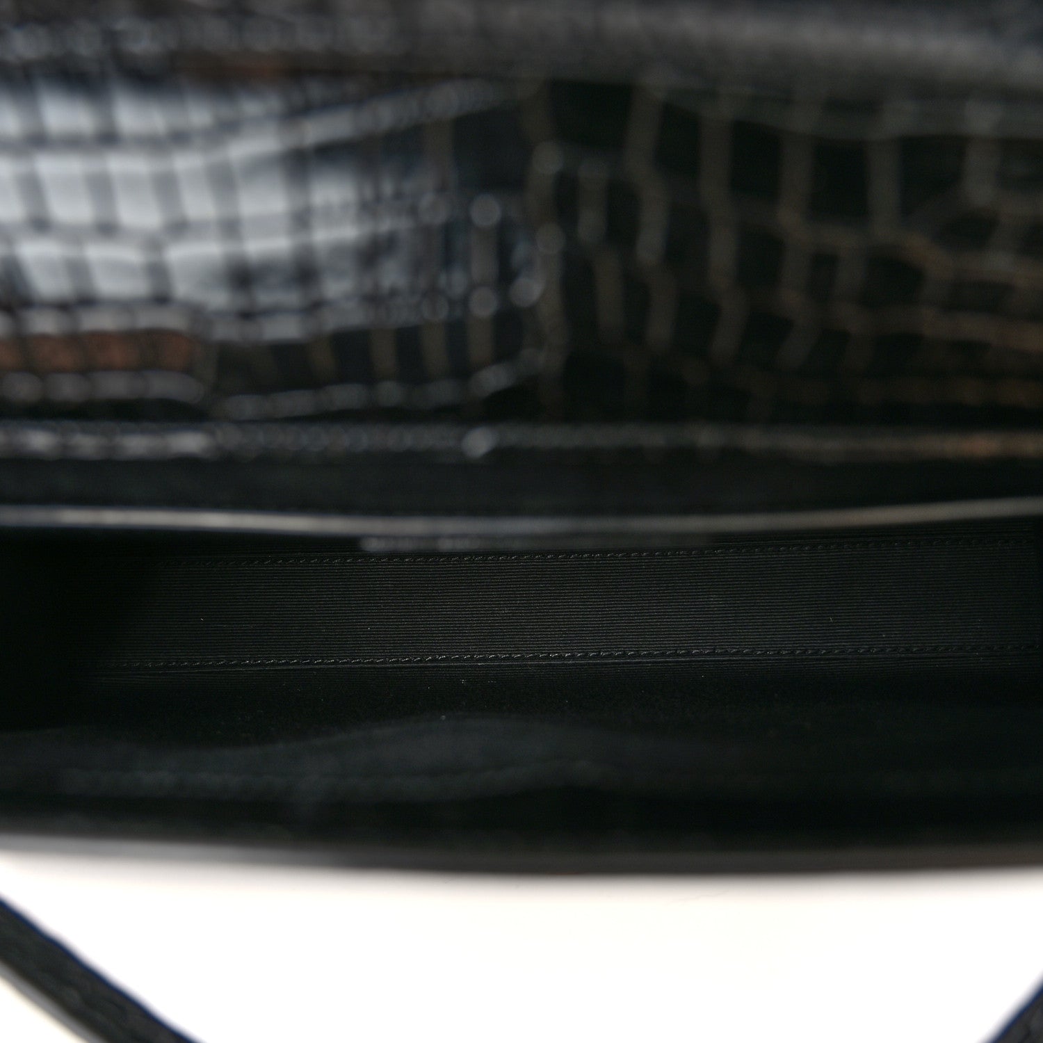 Saint Laurent Shiny Calfskin Crocodile Embossed Small Manhattan Baguette Black 5 of 10