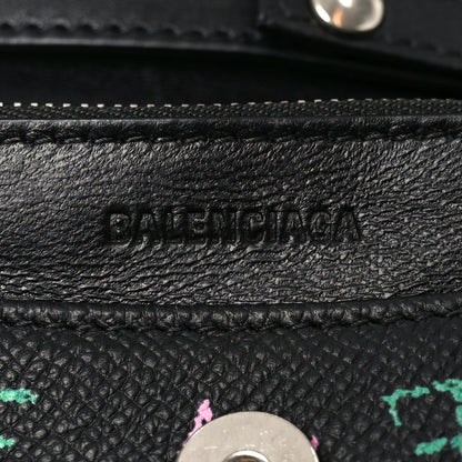 Balenciaga Grained Calfskin Graffiti BB Wallet On Chain Black 5 of 8