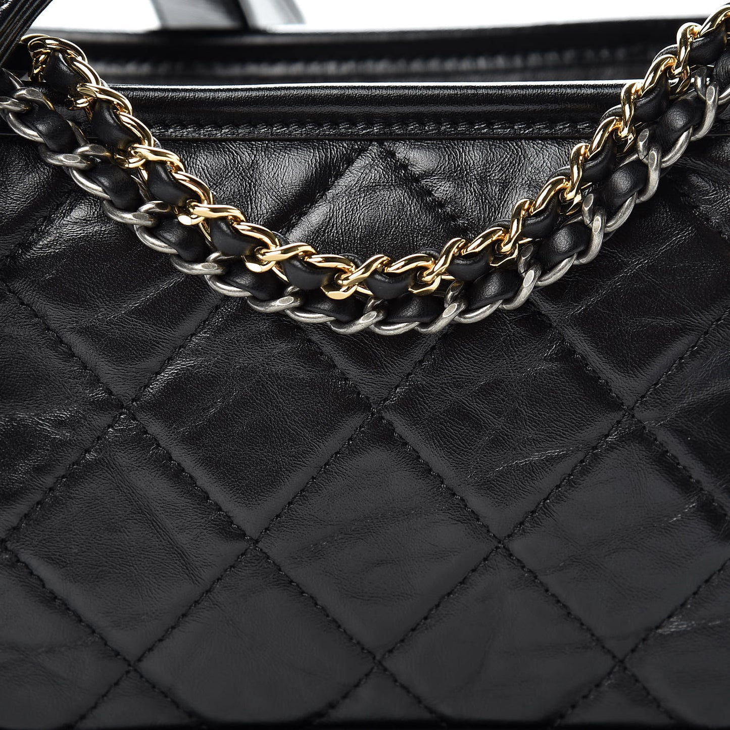Aged Calfskin Quilted Small Gabrielle Hobo Black