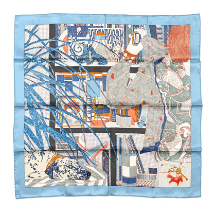 Hermes Silk Rendez-Vous Chez Scarf 70 Bleu Moyen Ardoise 1 of 6