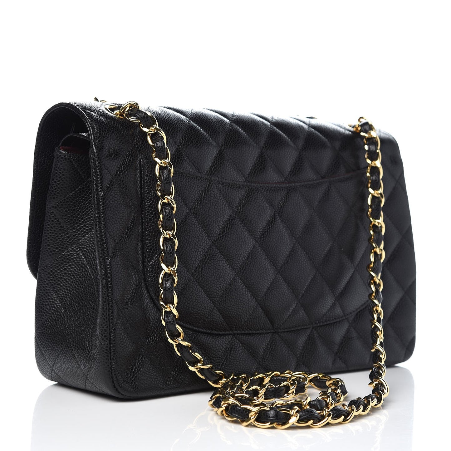 Caviar Quilted Jumbo Double Flap Black