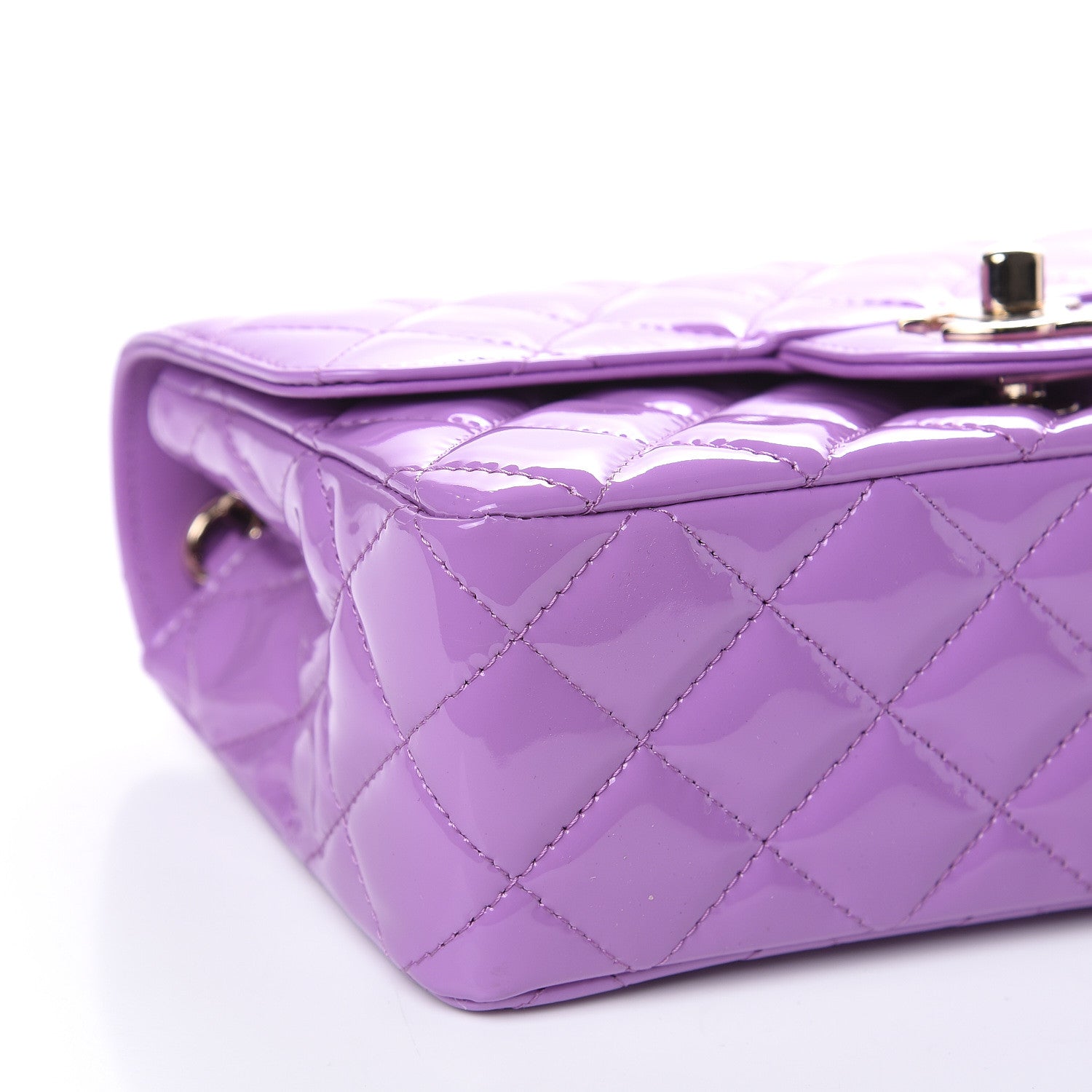 Chanel Patent Quilted Mini Rectangular Flap Purple 8 of 12