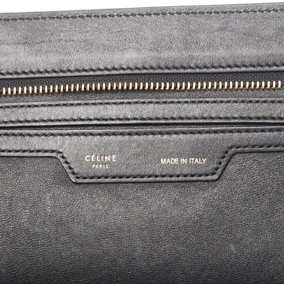 Celine Crocodile Embossed Calfskin Suede Medium Trapeze Black 7 of 23