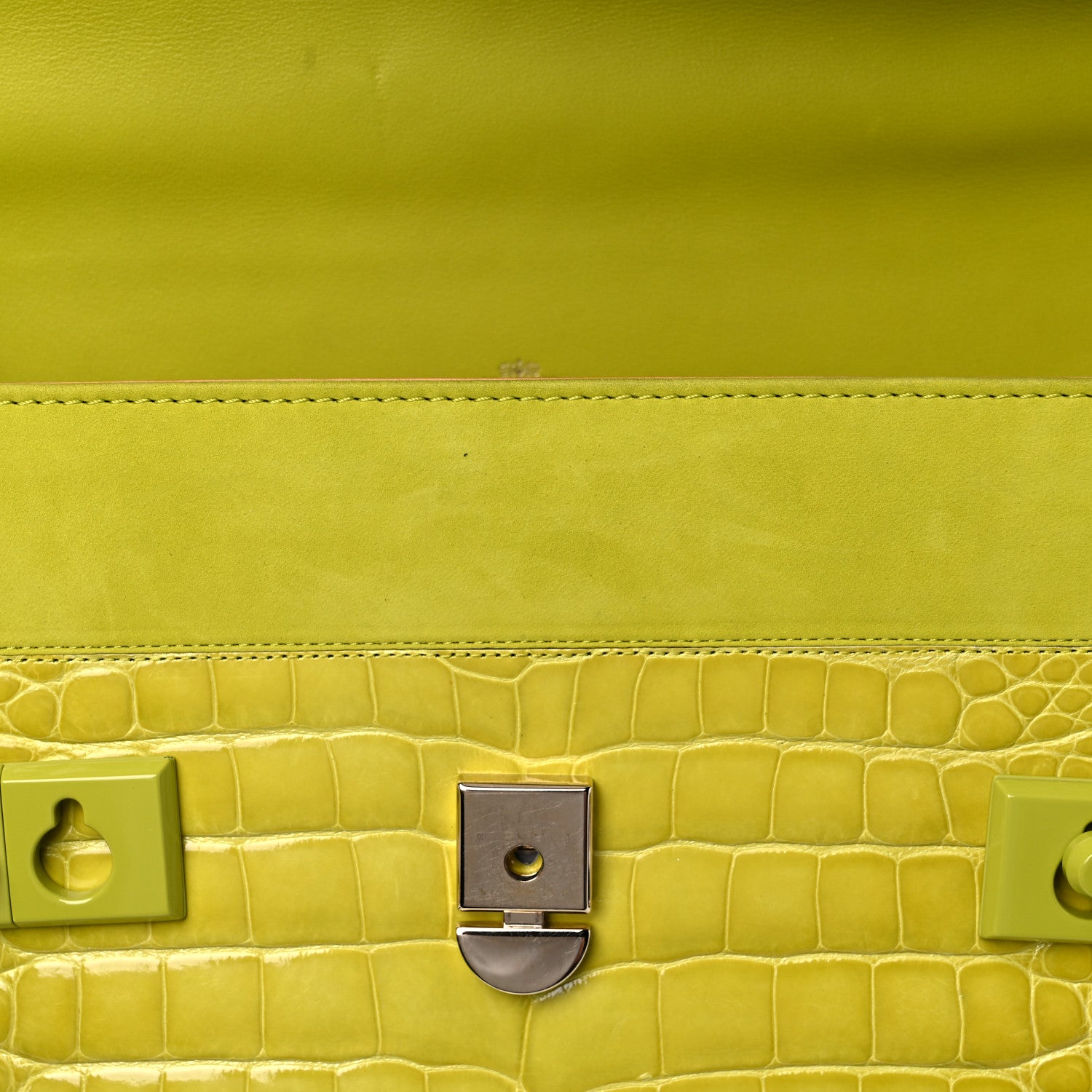 Delvaux Suede Crocodile Tempete Satchel Green 10 of 15