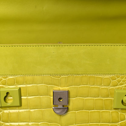 Delvaux Suede Crocodile Tempete Satchel Green 10 of 15
