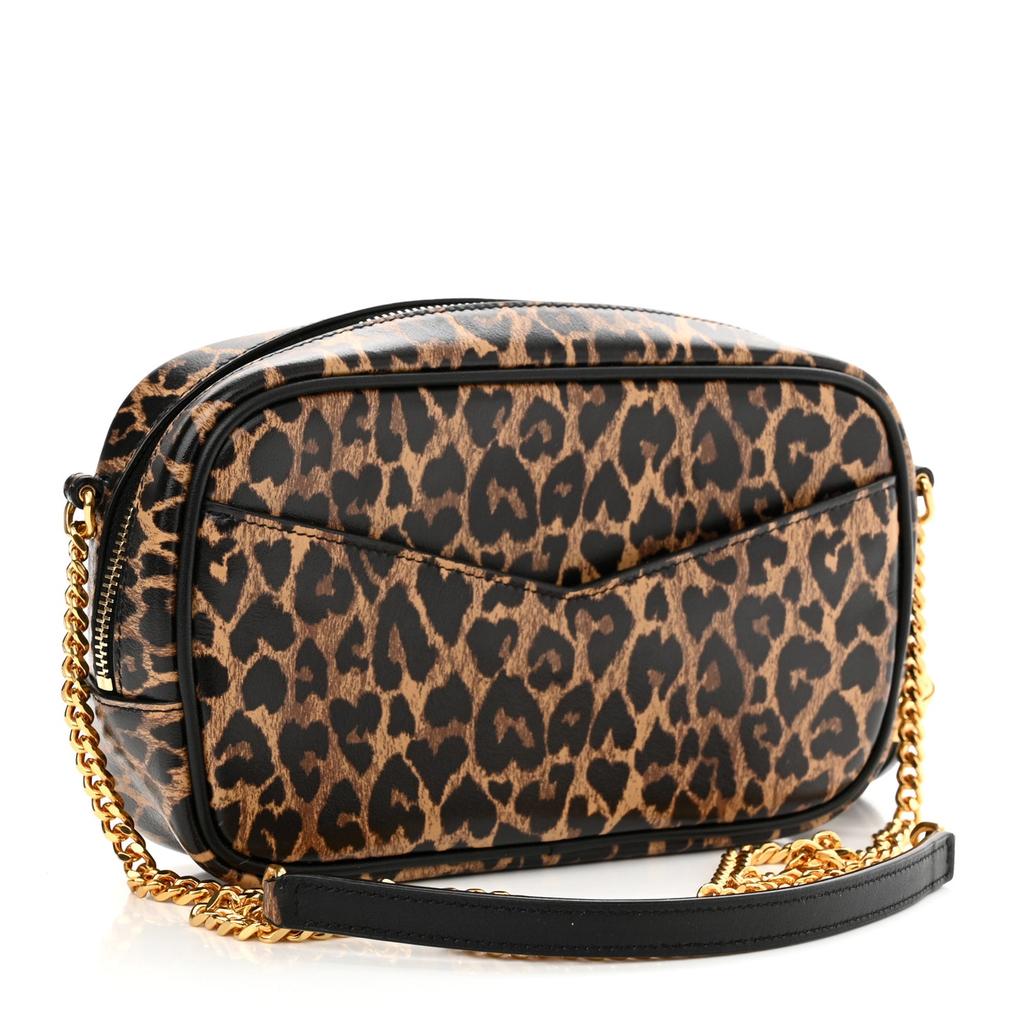 Calfskin Heart Leopard Print Monogram Mini Lou Camera Bag Toffee