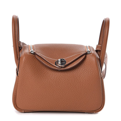 Hermes Taurillon Clemence Mini Lindy 20 Gold 1 of 9