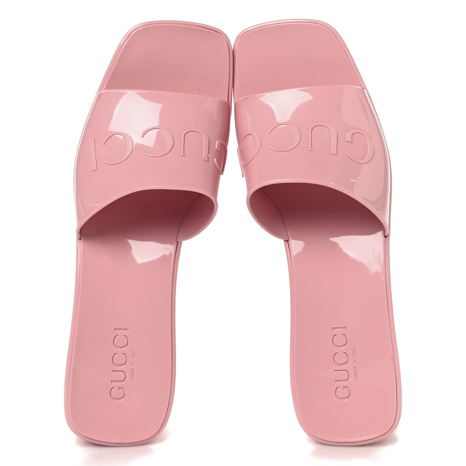 Gucci Rubber Gucci Logo Womens Platform 20/60mm Slide Sandals 39 Wild Rose 2 of 9