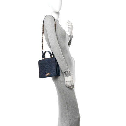 Chanel Glazed Calfskin Quilted Rita Top Handle Flap Blue 2 of 11