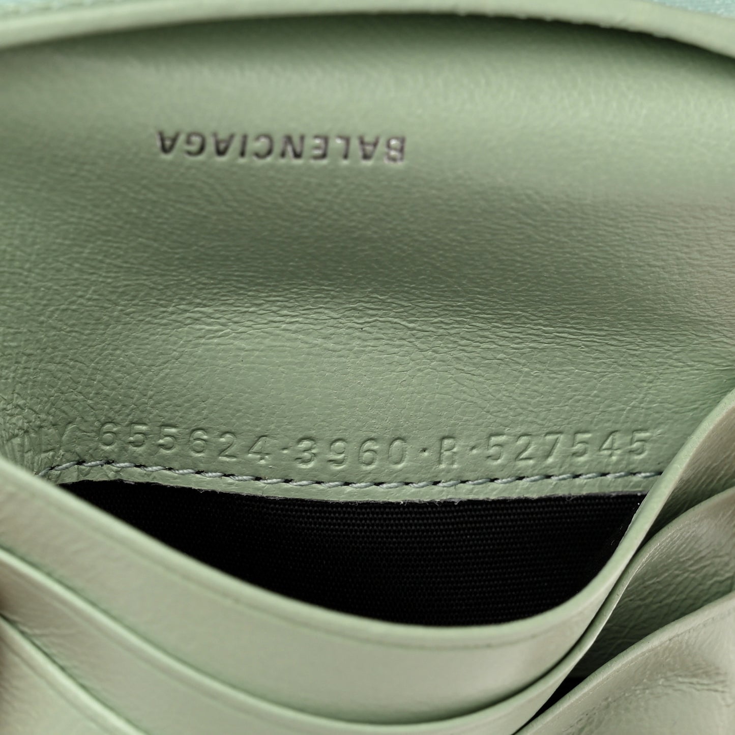 Shiny Calfskin Logo Crocodile Embossed Light Green Black