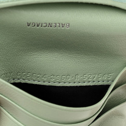 Balenciaga Shiny Calfskin Logo Crocodile Embossed Light Green Black 8 of 9