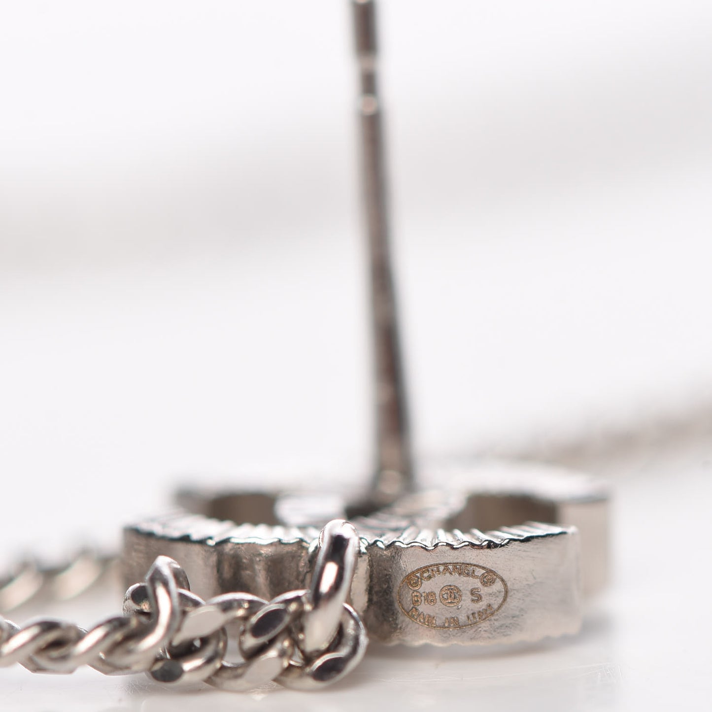 Crystal CC Drop Earrings Silver
