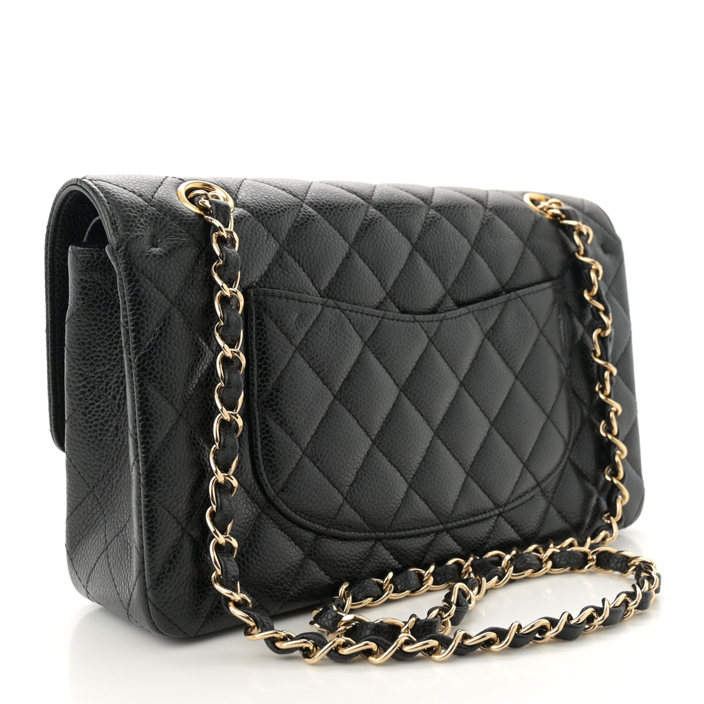 Caviar Quilted Medium Double Flap Black