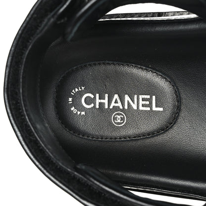 Chanel Lambskin Velcro Dad Sandals 42 Black 7 of 8