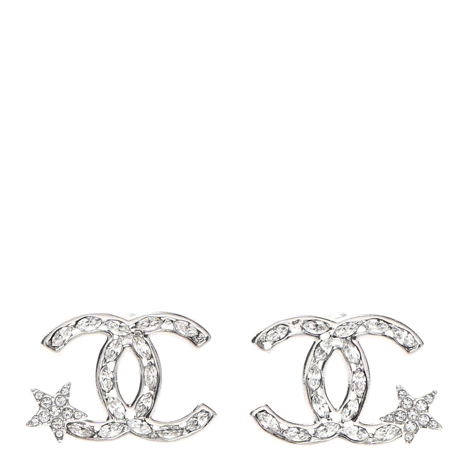 Chanel Crystal CC Starfall Earrings Silver 1 of 4
