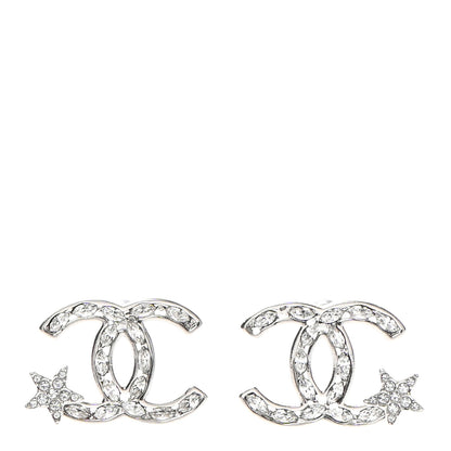 Chanel Crystal CC Starfall Earrings Silver 1 of 4