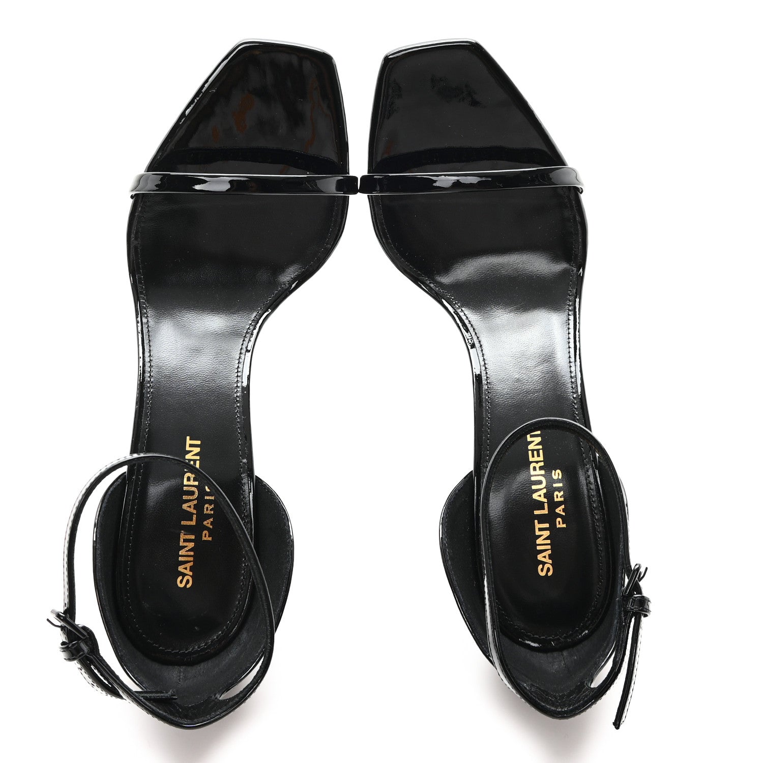 Saint Laurent Patent Calfskin Opyum 85 Sandals 38.5 Black 2 of 9