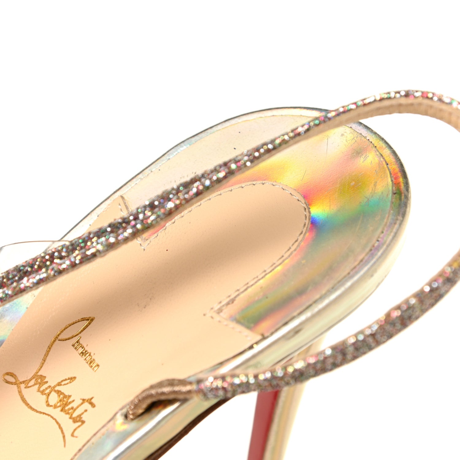 Christian Louboutin Mini Glitter PVC Specchio Optisling 100 Sandals 38 Multicolor Plantine 11 of 12