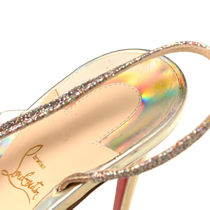 Christian Louboutin Mini Glitter PVC Specchio Optisling 100 Sandals 38 Multicolor Plantine 11 of 12