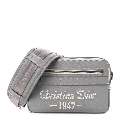 Christian Dior X BIRKENSTOCK Grained Calfskin Embroidered Safari Messenger Grey White 1 of 10