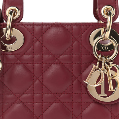 Christian Dior Lambskin Cannage Mini Lady Dior Burgundy 8 of 12
