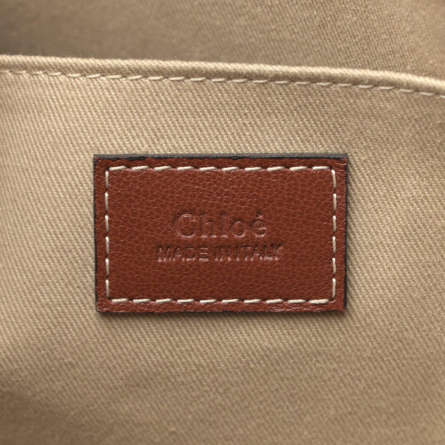 Calfskin Medium Woody Ribbon Tote Sepia Brown