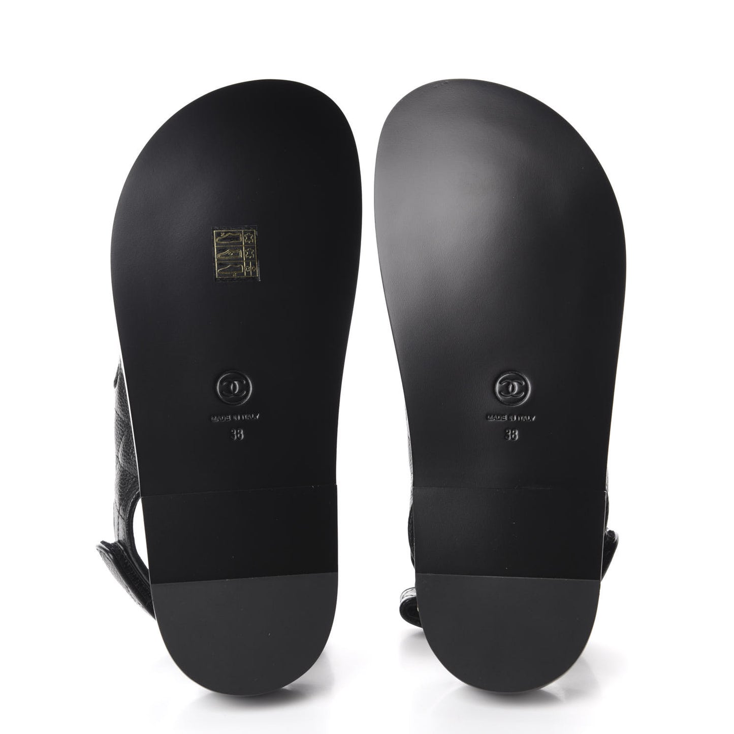 Grained Calfskin Velcro Dad Sandals 38 Black
