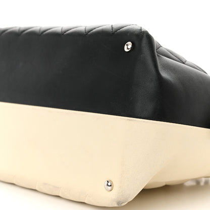 Chanel Calfskin Quilted Large Feather Weight Bowling Bag Black Ivory 10 of 21