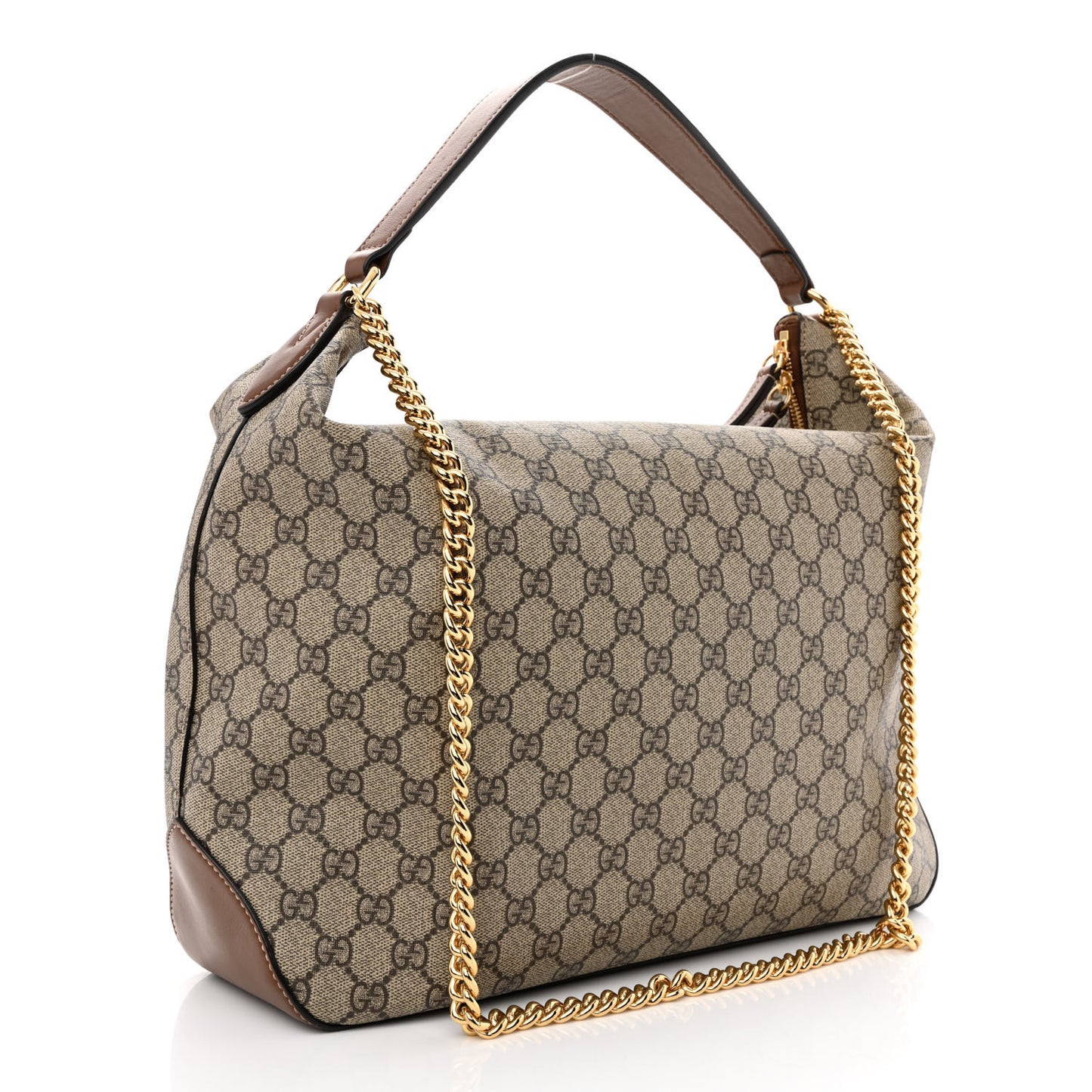 GG Supreme Monogram Large Linea A Hobo Light Brown