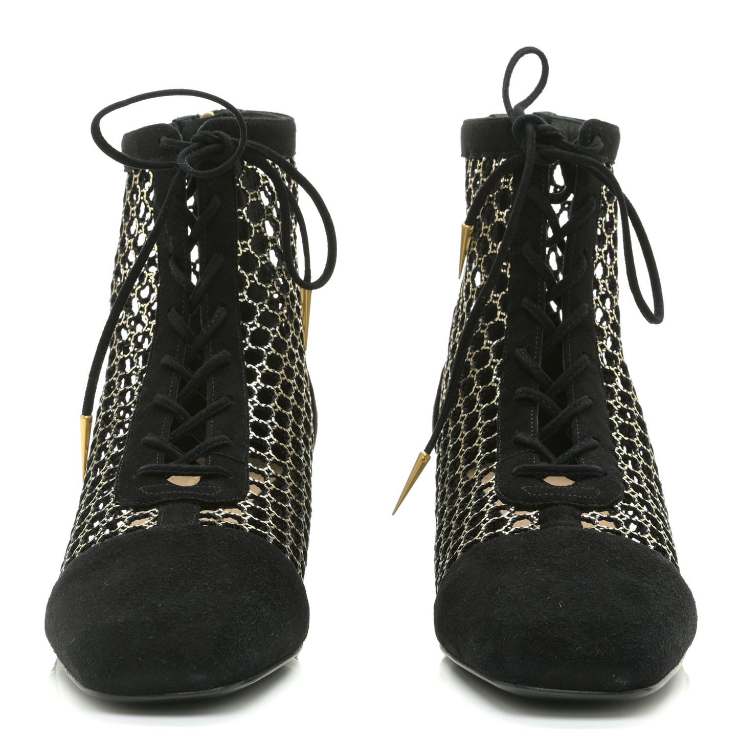 Suede Laminated Resille Naughtily-D 30mm Ankle Boots 39 Black Gold