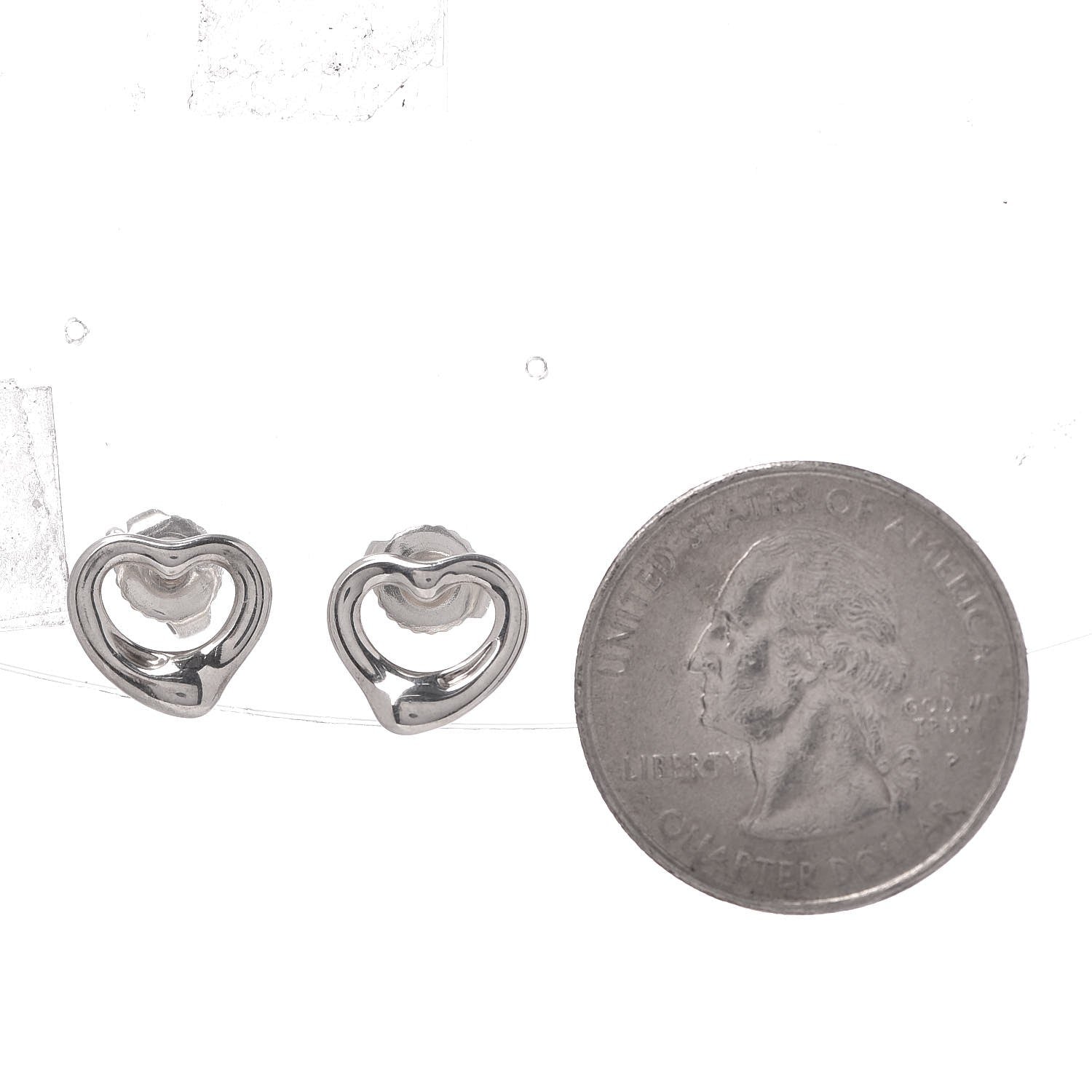 Tiffany Sterling Silver 11mm Elsa Peretti Open Heart Earrings 2 of 4