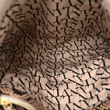 Lanvin Calfskin Snakeskin Print Embossed Medium Fantaisie Double Carry Flap Shoulder Bag Gris 5 of 11