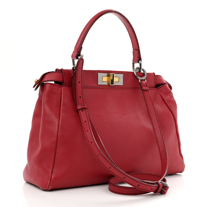 Fendi Vitello Suede Medium Peekaboo Iconic Satchel Rubino Peonia 3 of 18