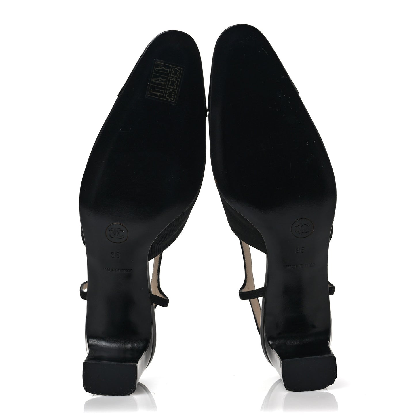 Calfskin Embossed Cap Toe CC Slingback Pumps 36 Black