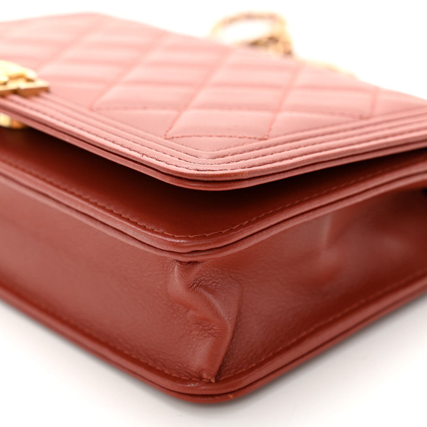 Lambskin Quilted Boy Wallet On Chain WOC Red
