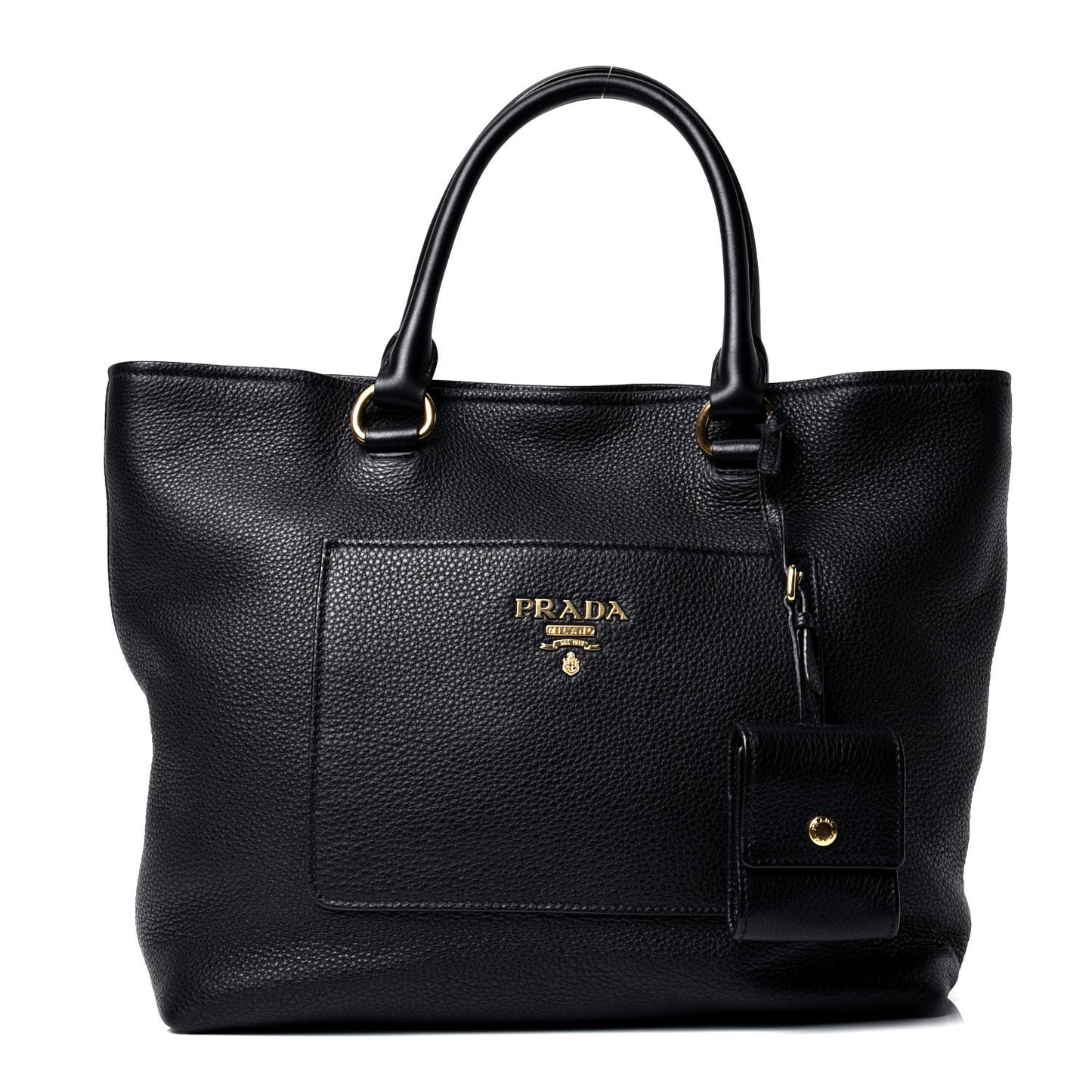 Vitello Daino Pocket Shopping Tote Black