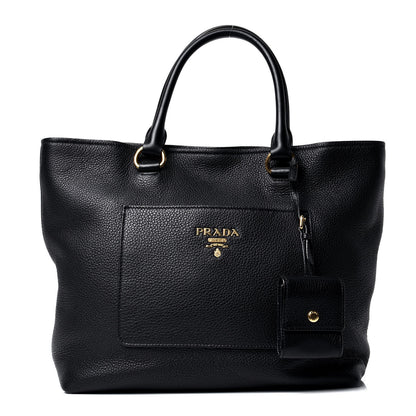 Prada Vitello Daino Pocket Shopping Tote Black 1 of 4