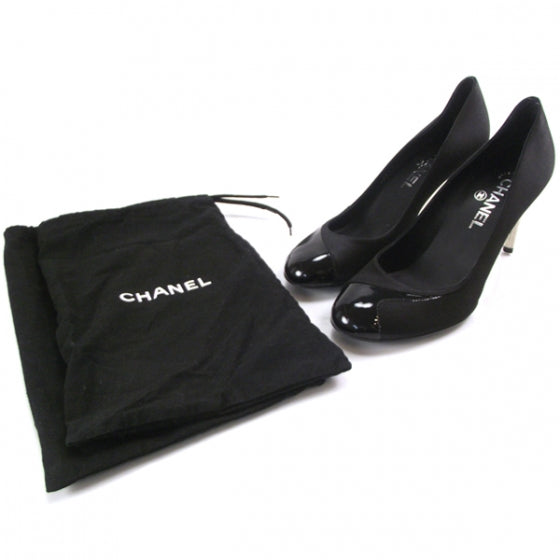 Satin Patent Heels 38 Black