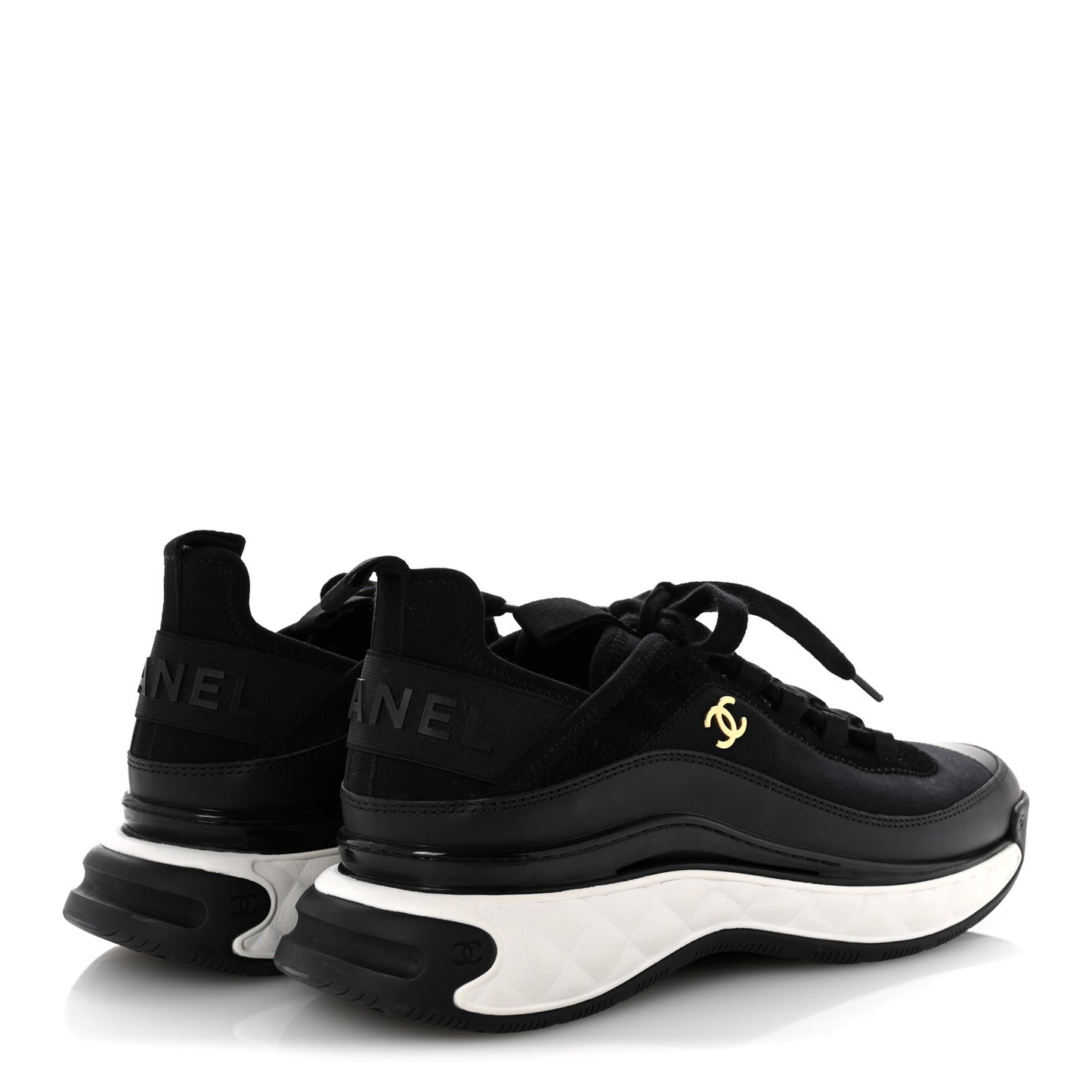 Velvet Calfskin Mixed Fibers CC Sneakers 41.5 Black