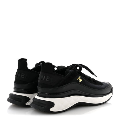 Chanel Velvet Calfskin Mixed Fibers CC Sneakers 41.5 Black 5 of 10