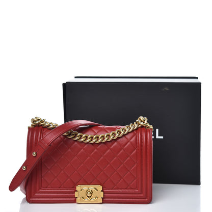 Chanel Caviar Quilted Medium Boy Flap Red 16 of 16