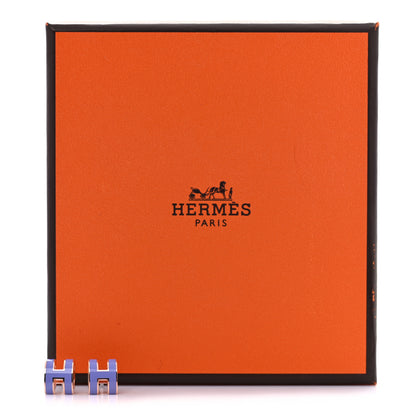 Hermes Rose Gold Lacquered Mini Pop H Earrings Lilac 6 of 6