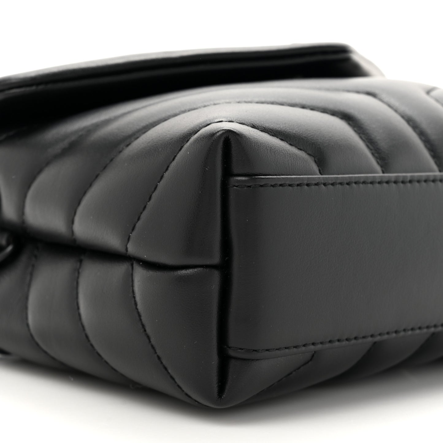 Calfskin Y Quilted Monogram Monochrome Toy Loulou Crossbody Bag Black